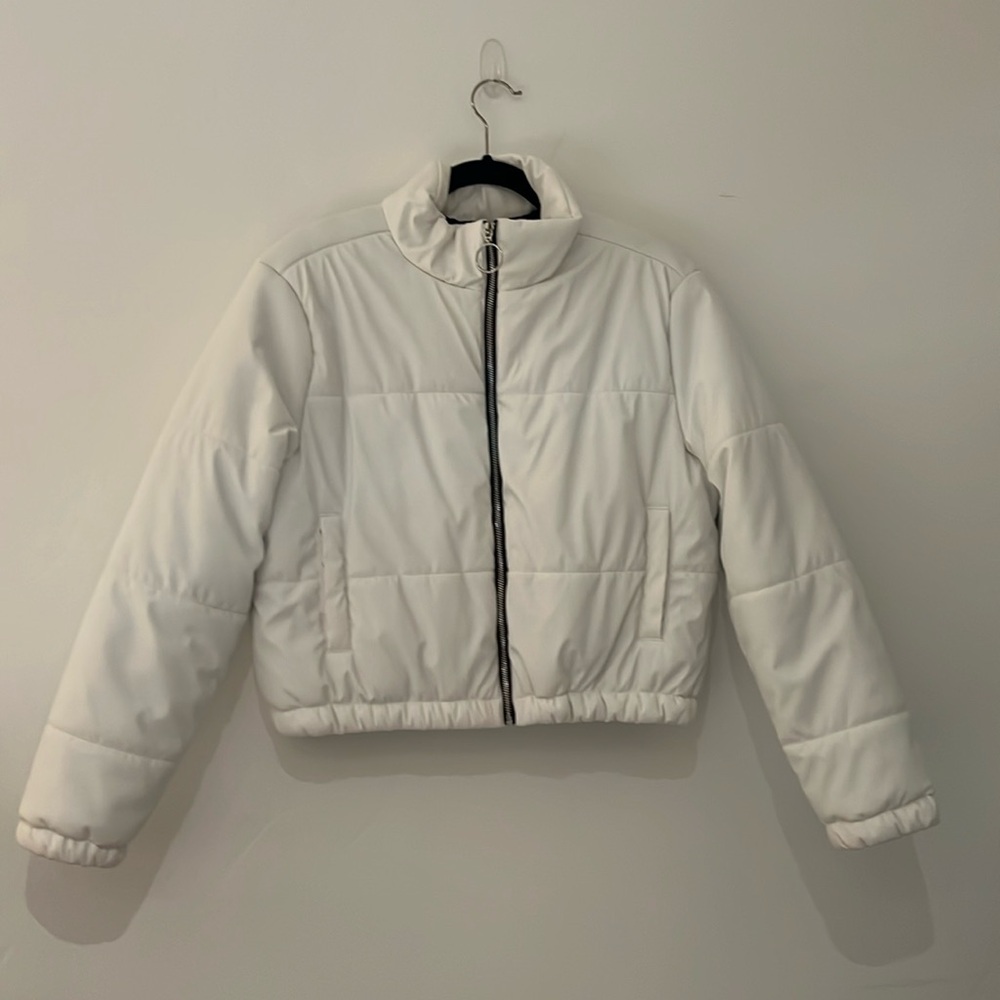 Wild Fable White Faux Matte White Leather Puffer